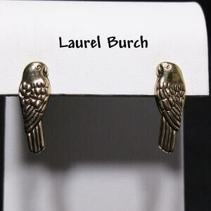 Laurel Burch Lorikeets Post Earrings, Gold Plated, 1980s Vintage Jewelry
